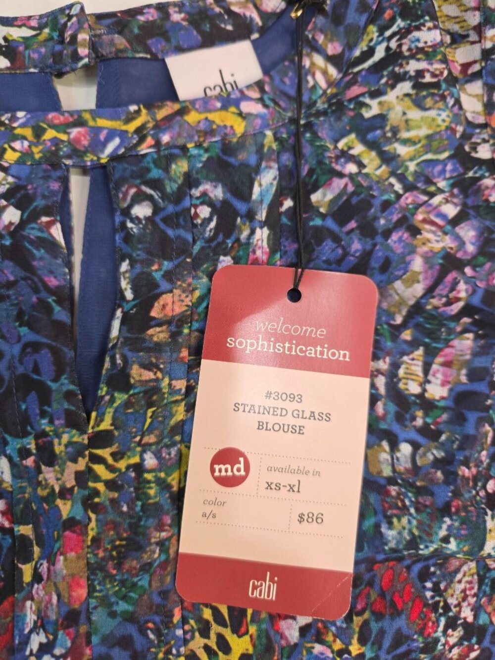 New Cabi Sophistication Sleeveless Blouse Stained Glass Blouse Floral Medium #30 - Picture 2 of 7